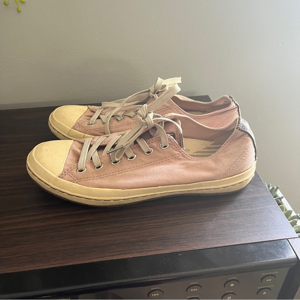 Converse Pink and Cream Canvas Sneakers Classic Low-Top Design